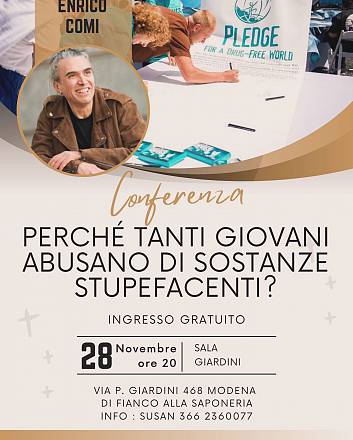 Conferenza: perchè tanti giovani abusano di sostanze stupefacenti